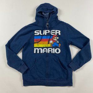 Super Mario 2016 Hoodie Adult Medium Nintendo Fifth Sun Blue Cotton Polyester